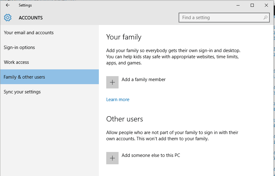 powershell fix Family & other users