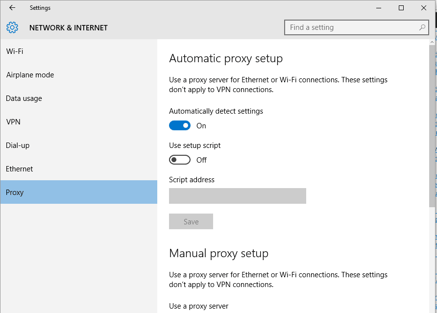 change proxy settings windows 10