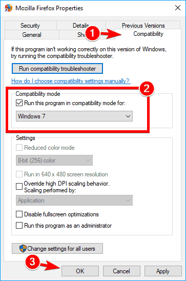 La tentative de connexion a expiré exécuter ce programme en mode de compatibilité pour Windows 7