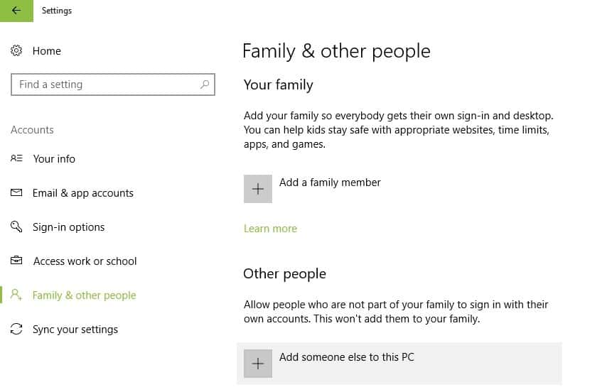 Family & other users