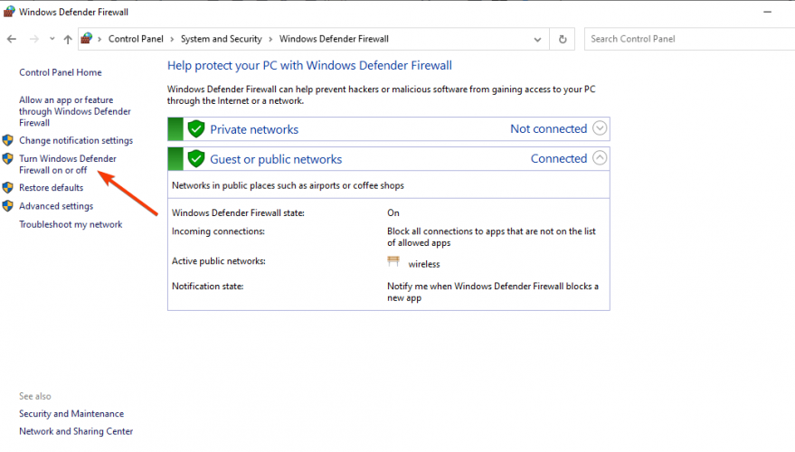 how to turn off windows firewall