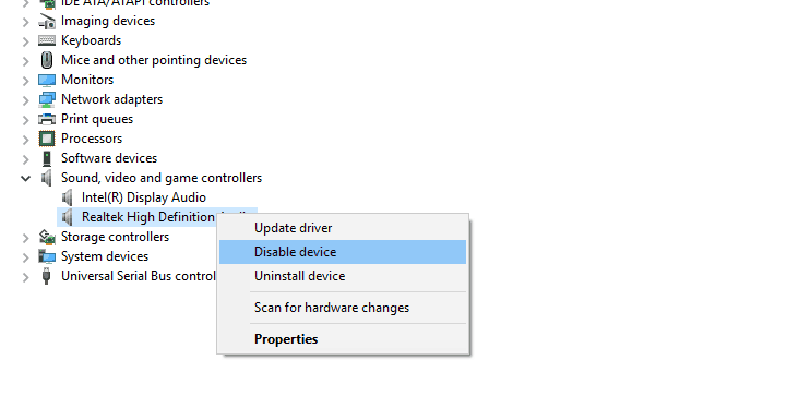 distorted sound windows 10 disable device