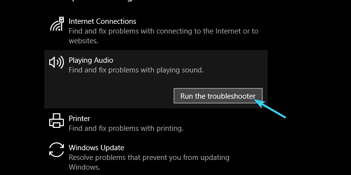 distorted sound windows 10 run the troubleshooter
