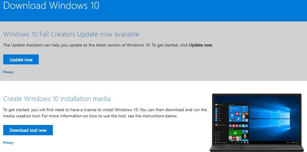 download windows 10 fall creators update ISO files