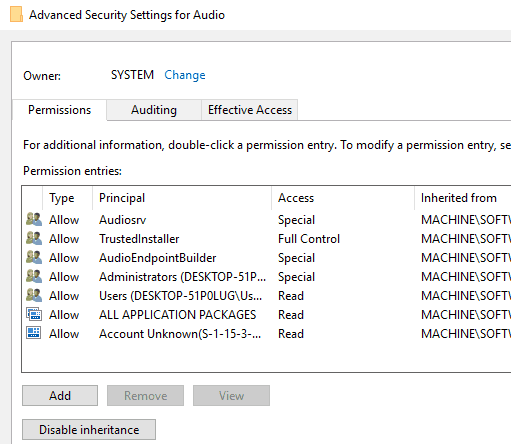 advanced security settings Dell audio failed to play test tone