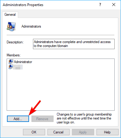 add user administrator properties Unable to play sound on laptop