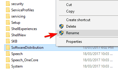 Rename software distribution folder