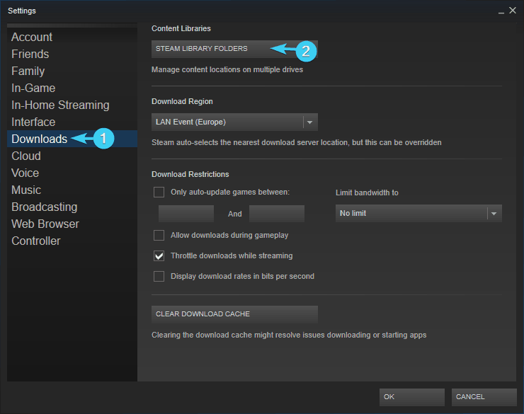 where does steam install games windows 10