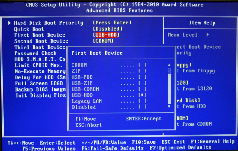 select hdd/ssd the boot disk
