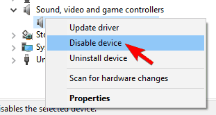 disable device nvidia sound