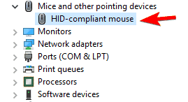 open HID-compliant mouse device properties
