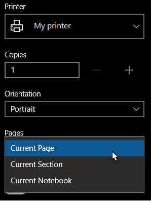 onenote print section entire notebook