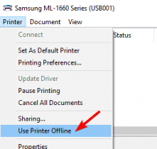 windows 10 printer offline change to online