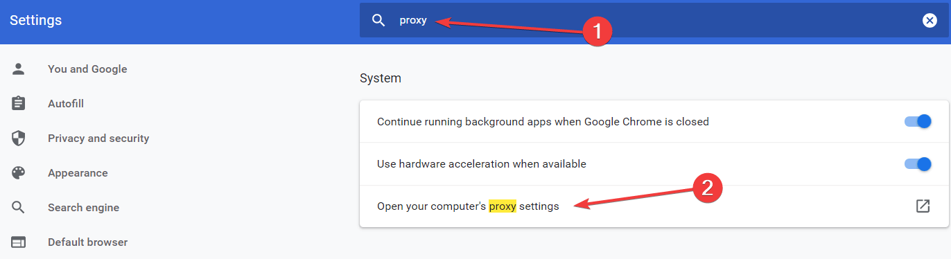 proxy settings google chrome