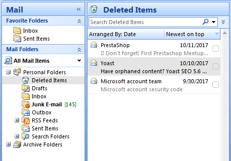 recover deleted archive outlook