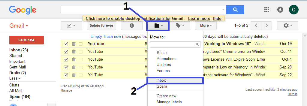 how to recover deleted trash from gmail