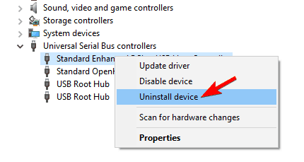 USB not working Windows Code 43 device manager uninstall device 