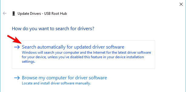 USB not working when plugged in search automatically for updated driver software