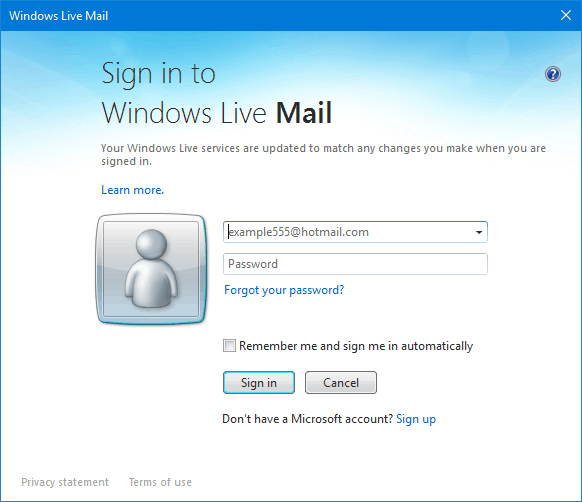 sign-in windows live mail not working