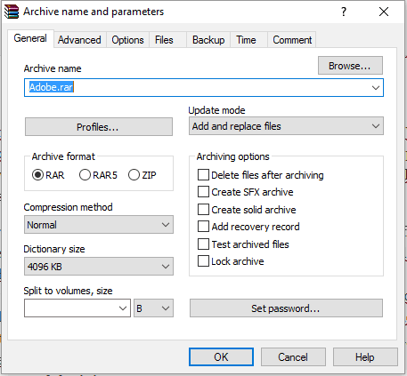 adding password to a zip file