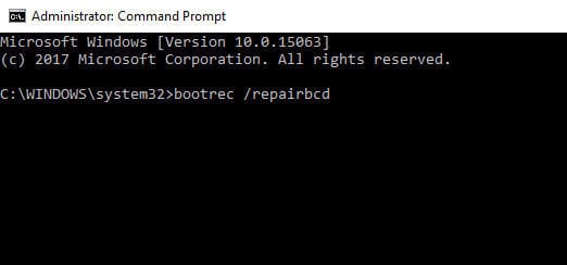 Bad system config info on startup bootrec /repairbcd