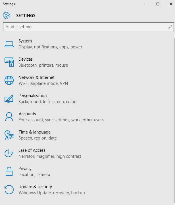 settings app VPN for laptop