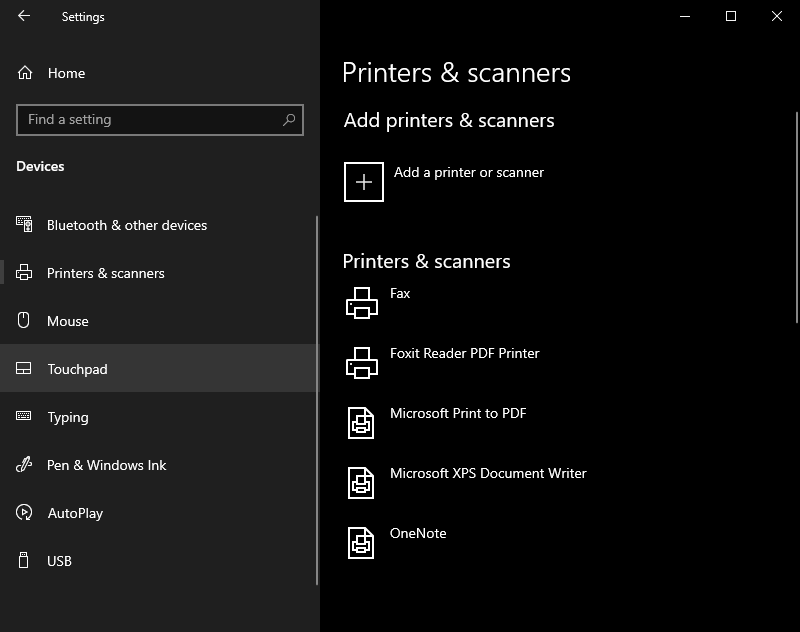 devices settings win 10