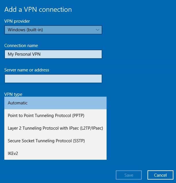 VPN type VPN laptop