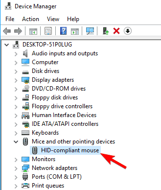 HID compliant mouse device manager PC wakes itself automatically