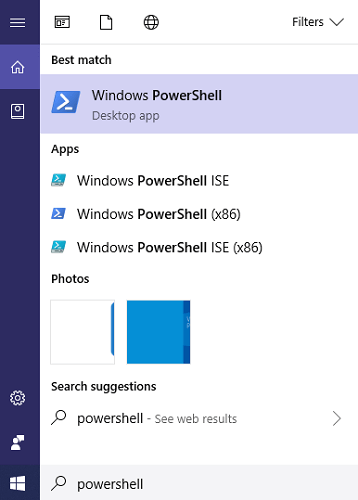 tap the Windows PowerShell result