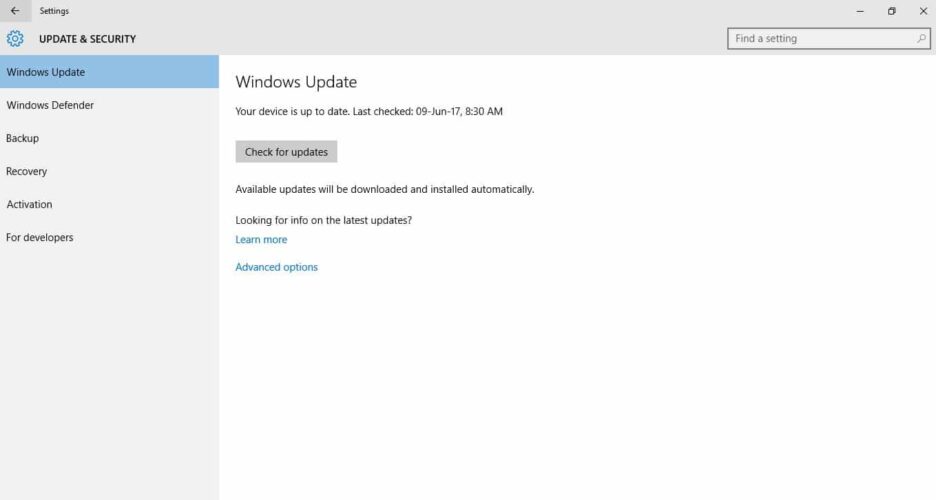 check for updates Speakers stop working Windows 10