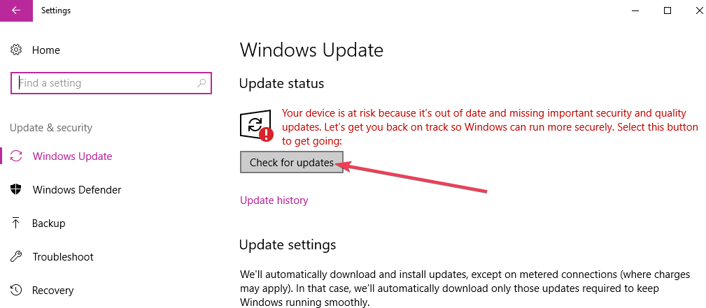 check for updates windows 10