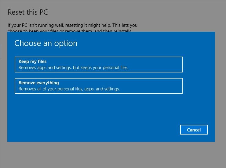 registry reset windows 10