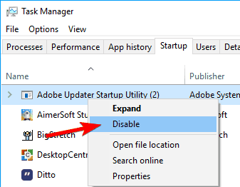 Disable unnecessary apps Windows 10