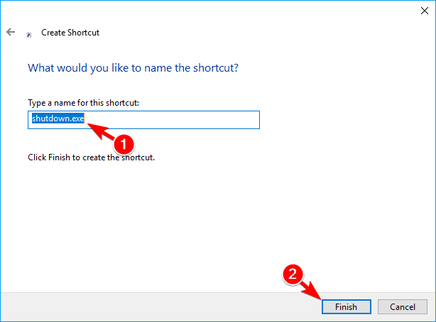 create shutdown.exe shortcut