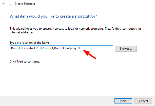 Safely Remove Hardware icon stuck rundll.32.exe create custom shortcut