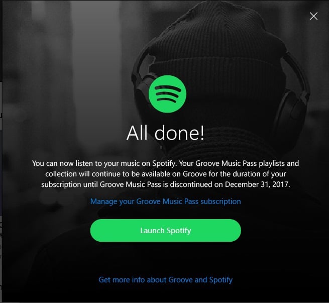 switch from groove music to spotify