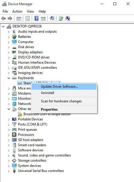 update driver @ key not working in Windows 10 laptop keyboard 