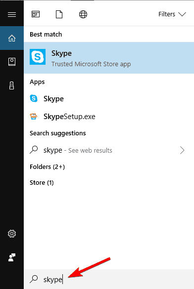 Uninstall Skype from Start