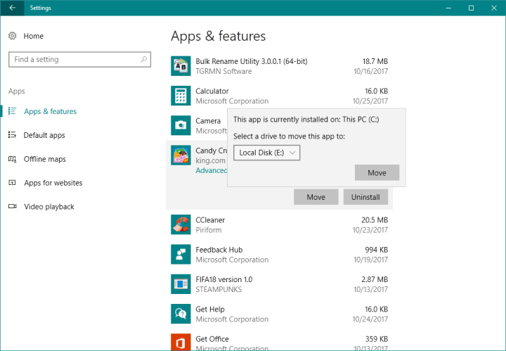 windows store error 0x80073CF4 change where apps are saved