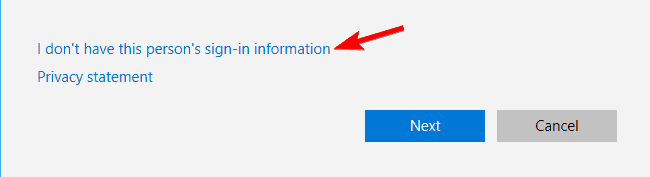 I don't have this persons' sign-in information Windows 10 apps won't launch