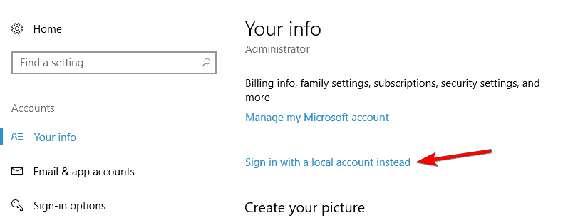 sign in with a local account Windows 10 Store won't stay open