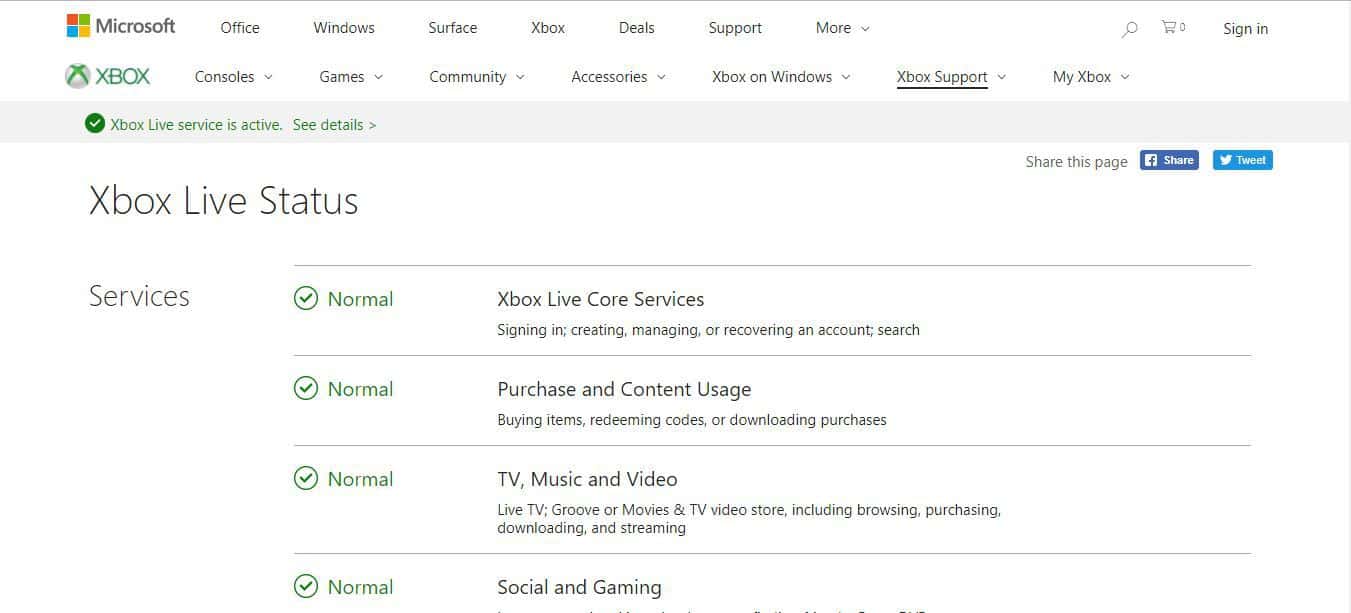 Xbox One guide won’t open xbox live status