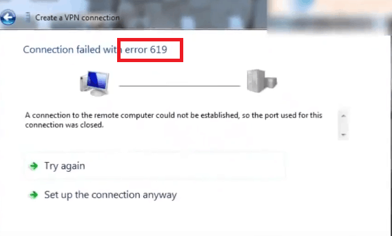 cites vpn error 619 in windows
