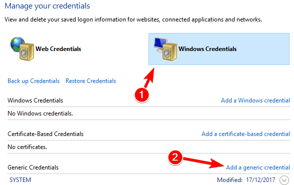 Cannot open Credential Manager