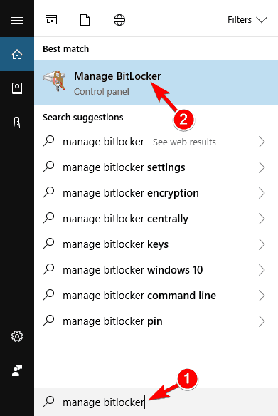 remove bitlocker windows 10