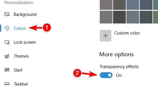 How to make Taskbar not transparent Windows 10