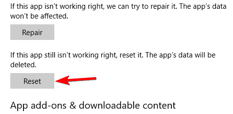 reset app Hulu Windows 10 PB4