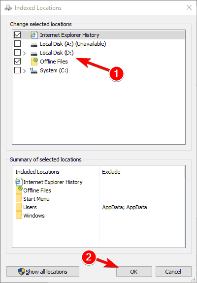 indexing locations