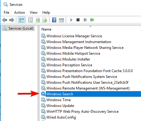 Windows indexing service
